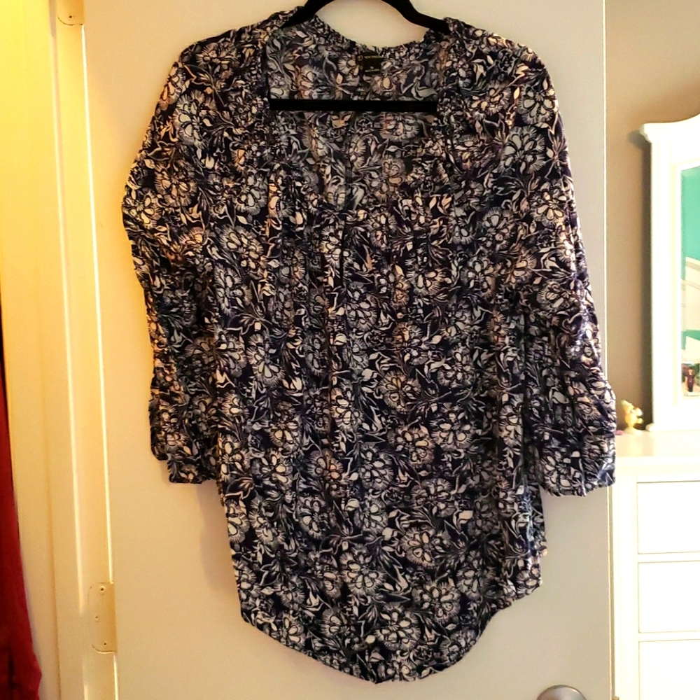 Blue and white blouse